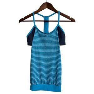 Nike tankini swim top women's medium blue stripe loose beach coast nautical pool